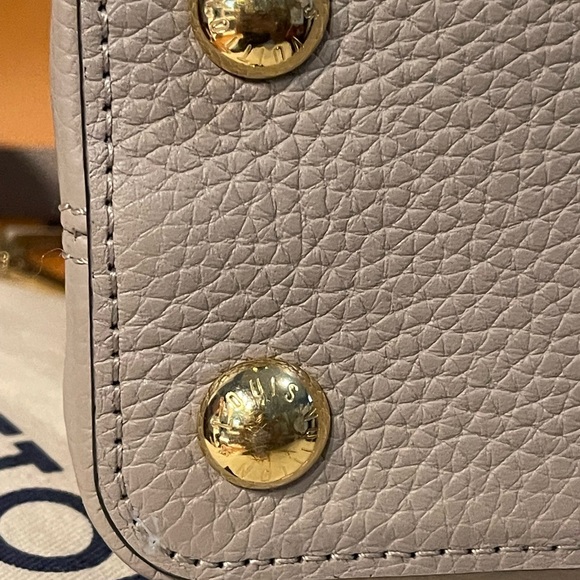 Louis Vuitton Capucine BB Taurillon Leather Iconic Bag Purse Taupe Galet Pebble - Picture 8 of 15